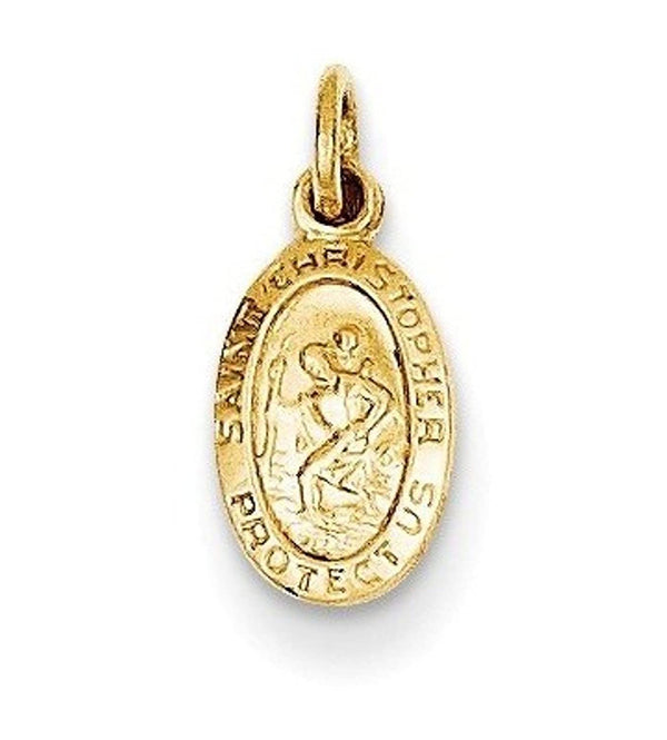 14k Yellow Gold Saint Christopher Medal Charm Pendant (14X16 MM)