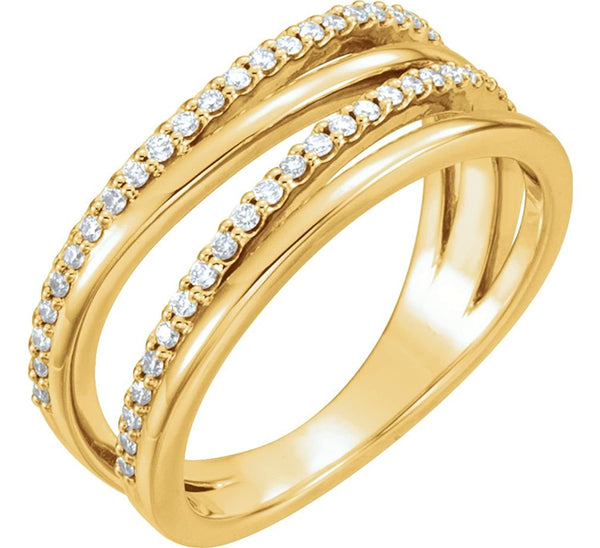 Diamond Open-Cut Layered Band, 14k Yellow Gold (.25 Ctw, GH Color, I1 Clarity) Size 7.75
