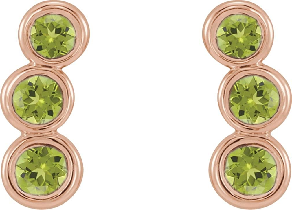 Peridot Three-Stone Ear Climbers, 14k Rose Gold