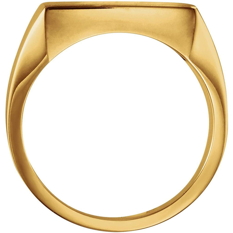 Men's 18k Yellow Gold 16mm Brushed Square Signet Ring