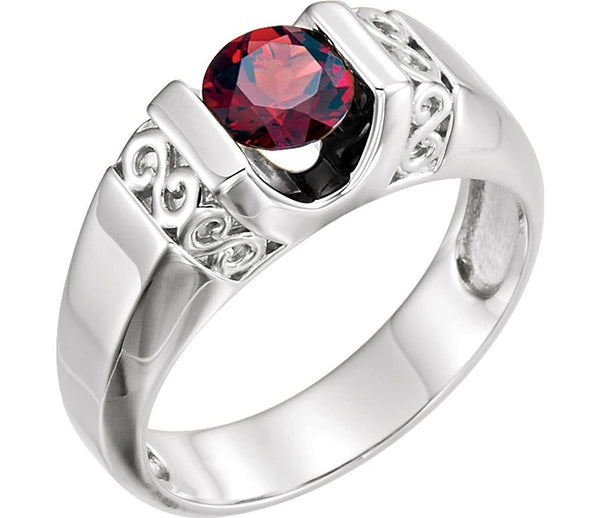 Men's Mozambique Garnet 1.65 Ct Ring, Sterling Silver, Size 10.5