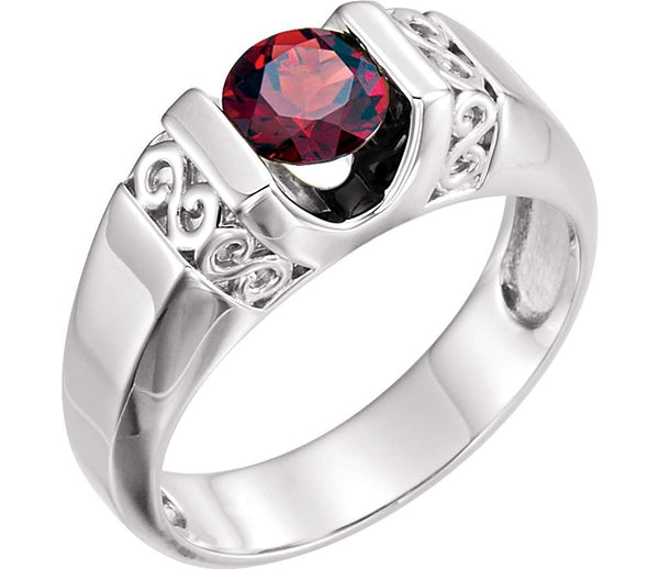 Men's Mozambique Garnet 1.65 Ct Ring, Sterling Silver