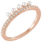 White Freshwater Cultured Pearl, Diamond Stackable Ring, 14k Rose Gold (2mm)(.2Ctw, Color G-H, Clarity I1)