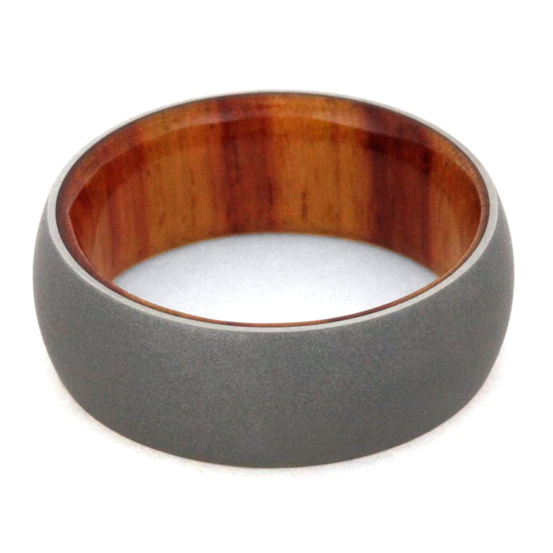 Beadblast Titanium Dome 8mm Comfort-Fit Tulip Wood Band