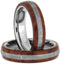 His and Hers Gibeon Meteorite, Tulipwood 5mm Comfort-Fit Titanium Band Sizes M10.5-F8.5