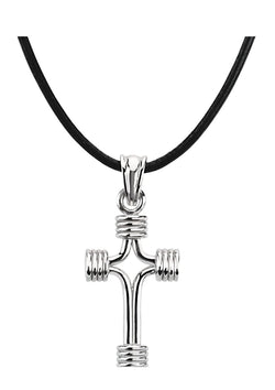 Tubular Cross Sterling Silver Pendant Necklace, 18" (24.25X15.00 MM)