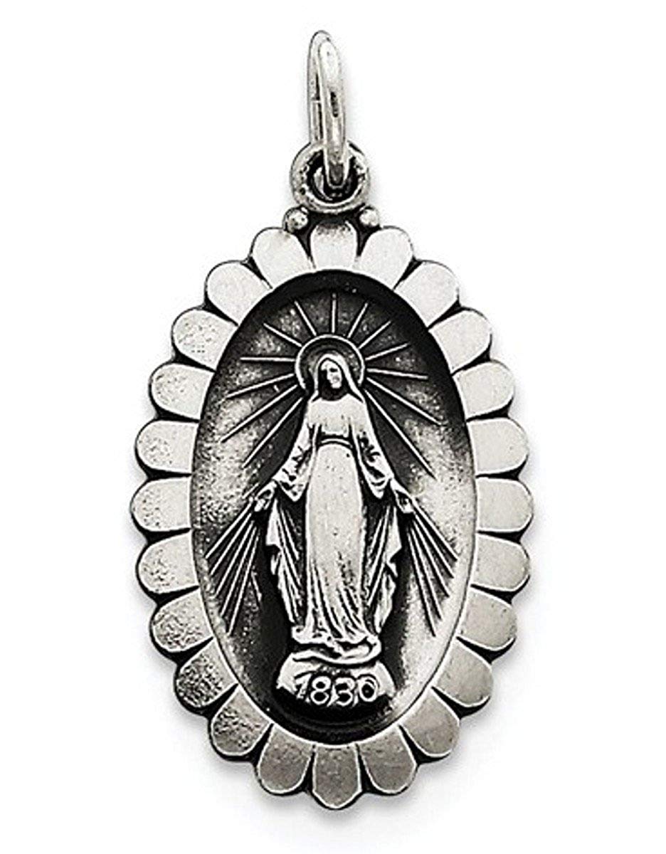 Sterling Silver Antiqued Miraculous Medal (31X16MM)