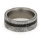 Gibeon Meteorite, Dinosaur Bone Overlay 8mm Comfort-Fit Matte Titanium Band