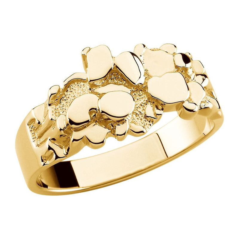 Men's 18k Yellow Gold Nugget Ring, 11x16mm