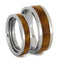 Teak Burl Wood Inlay and His and Hers Titanium Wedding Band Set