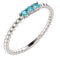 Blue Zircon Beaded Ring, Rhodium-Plated 14k White Gold, Size 6