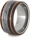 The Men's Jewelry Store (Unisex Jewelry) Honduran Rosewood, Meteorite, Dinosaur Bone 11mm Comfort-Fit Titanium Band