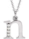 Diamond Initial 'n' Lowercase Letter Rhodium-Plate 14k White Gold Pendant Necklace, 16" (.025 Ctw GH, I1)