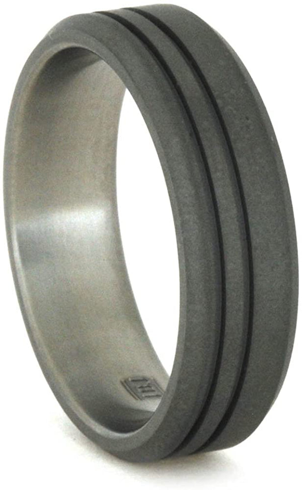 Sandblasted Titanium 8mm Comfort-Fit Wedding Ring, Size 5.5