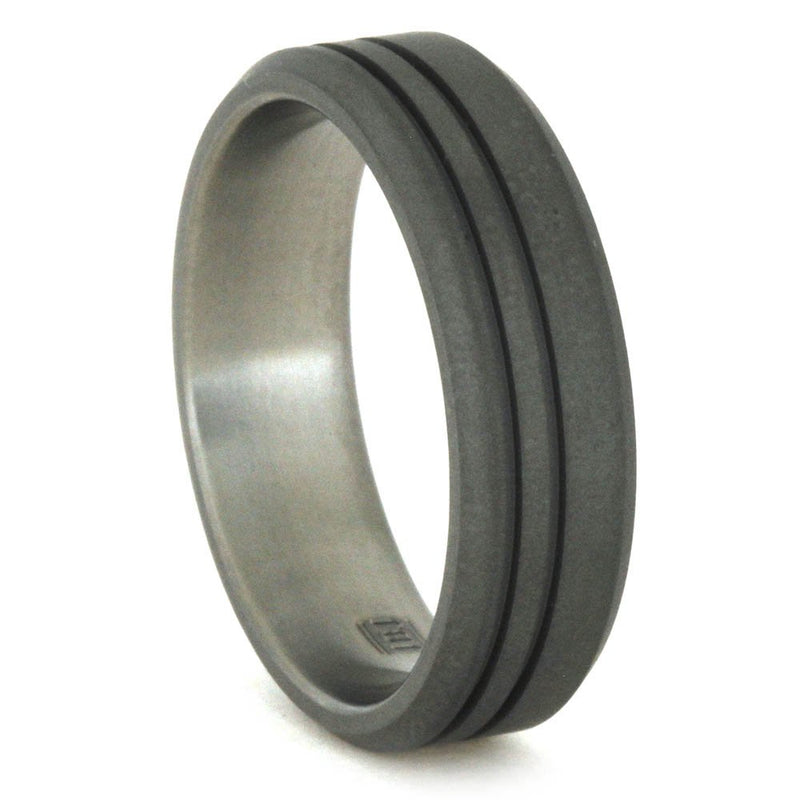 Sandblasted Titanium 8mm Comfort-Fit Wedding Ring, Size 10