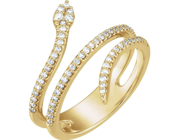 Diamond Snake Ring, 14k Yellow Gold (1/3 Ctw, Color GH, Clarity I1), Size 6