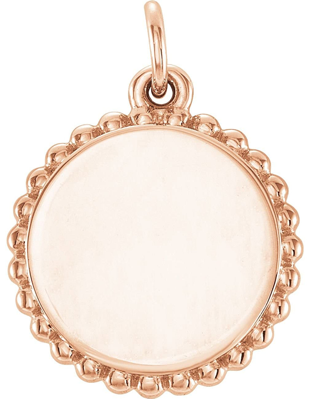 Engrave-able Round Granulated Bead Pendant, 14k Rose Gold