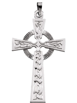 Fancy Celtic Cross 14k White Gold Pendant