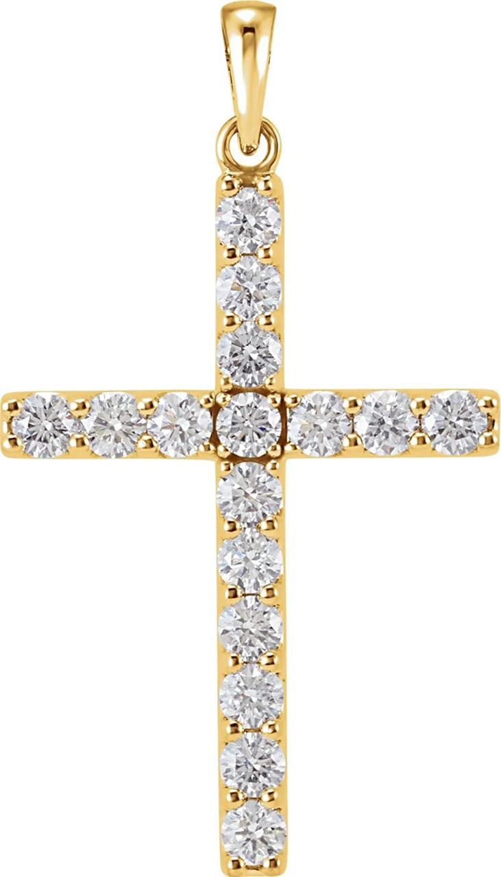 Diamond Cross Pendant, 14k Yellow Gold (1.25 Ctw, Color GH, Clarity I1)