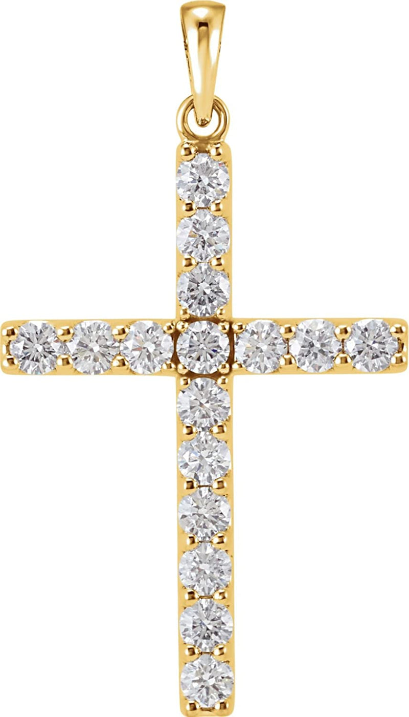 Diamond Cross Pendant, 14k Yellow Gold (1.25 Ctw, Color GH, Clarity I1)