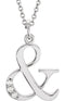 Diamond '&' Ampersand Symbol Rhodium-Plated 14k White Gold Pendant Necklace, 16" (.03 Ctw, GH Color, I1 Clarity)