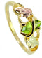 Marquise Peridot Slim Profile Ring, 10k Yellow Gold, 12k Green and Rose Gold Black Hills Gold Motif, Size 5.75