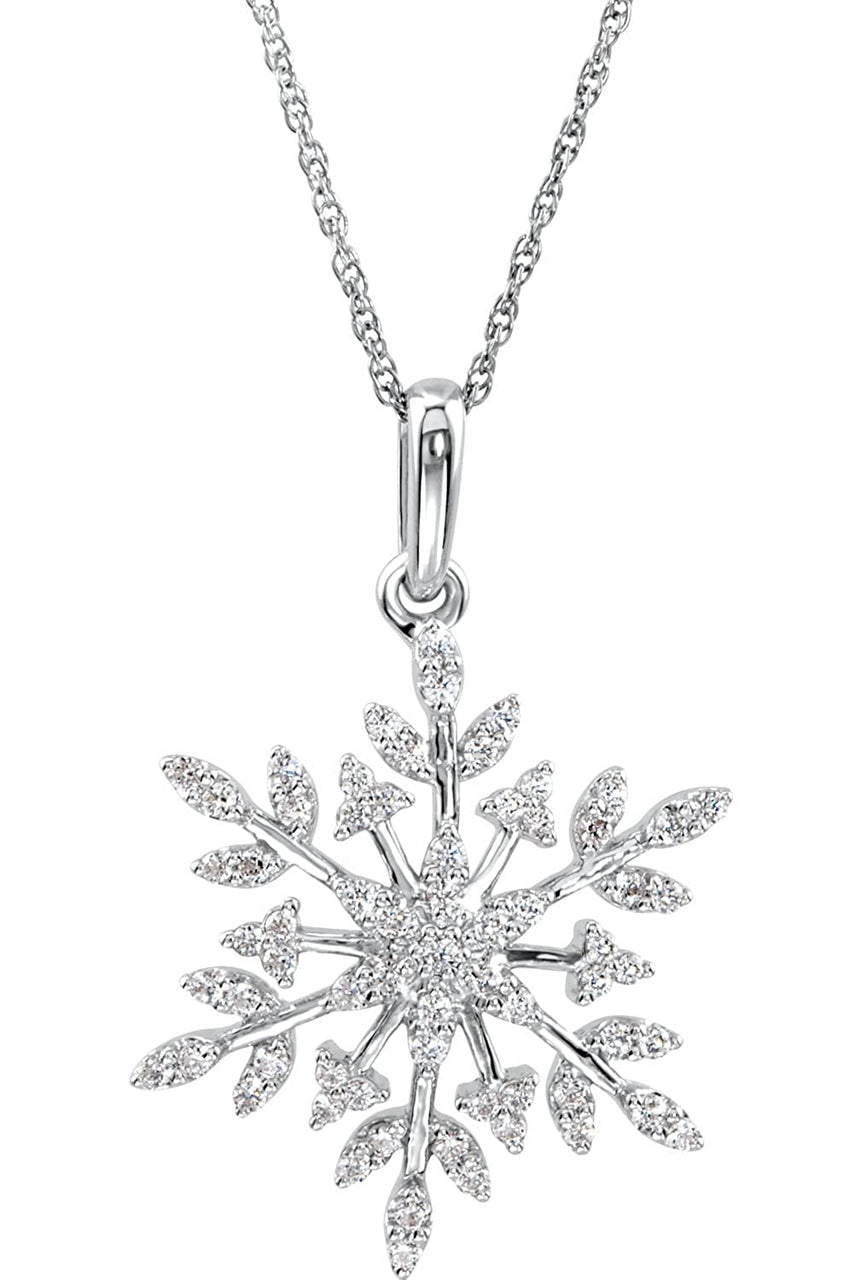 CZ Snowflake Sterling Silver Necklace, 18"