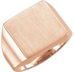 Men's Brushed Signet Ring, 14k Rose Gold (12mm)