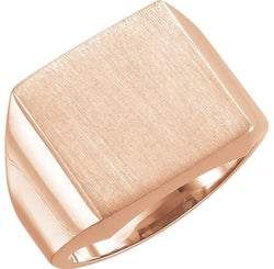 Men's Brushed Signet Semi-Polished 10k Rose Gold Ring (18mm)