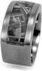 Square Gibeon Meteorite Inlay 10mm Comfort-Fit Matte Titanium Wedding Band, Size 9.25