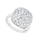 Pave CZ Soft Square Ring, Rhodium Plated Sterling Silver