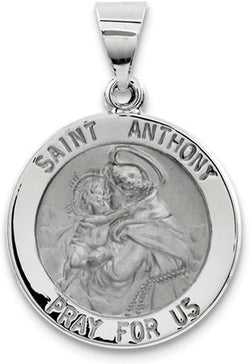 Rhodium-Plated 14k White Gold St. Anthony Medal Pendant (20X19MM)