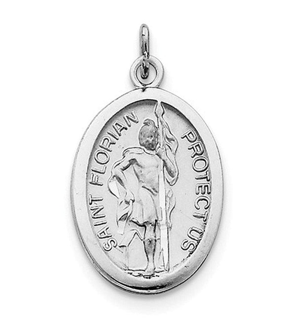 Rhodium-Plated Sterling Silver St. Florian Medal (35X20MM)