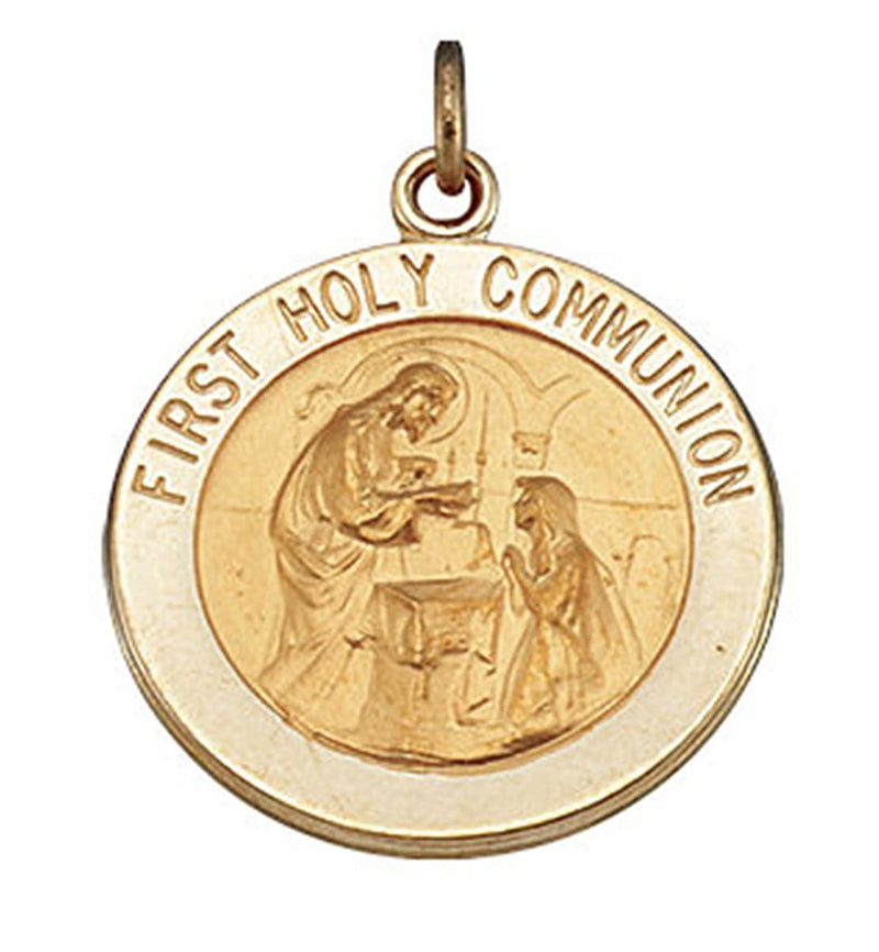 14k Yellow Gold First Communion Medal (18 MM)