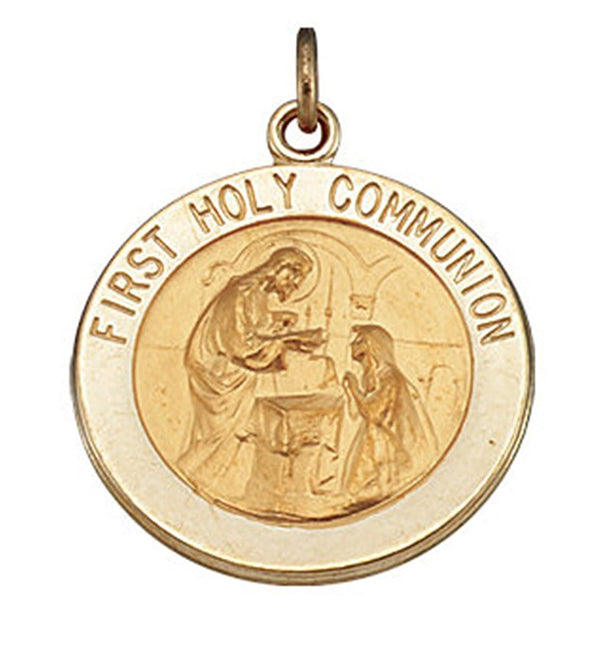 14k Yellow Gold First Communion Medal (18 MM)