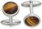 Stainless Steel Tigers Eye Round Cuff Links, 23.78MMX19.13MM