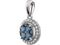 Blue and White Diamond Halo Pendant in 14k White Gold, (3/8 Cttw)