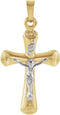 Two-Tone INRI Crucifix 14k Yellow and White Gold Pendant (22X15MM)