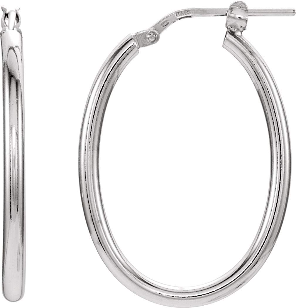 Oval Tube Hoop Earrings, Sterling Silver 22x28mm