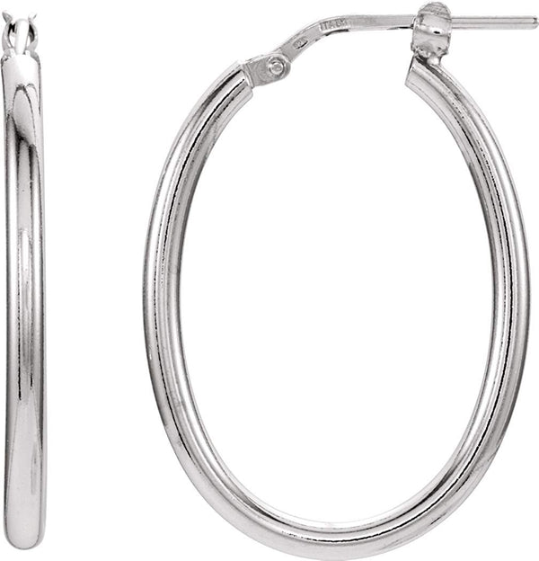 Oval Tube Hoop Earrings, Sterling Silver 22x28mm