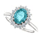 Aquamarine and Diamond Halo 14k White OR Yellow Gold Ring, Size 7