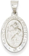 Rhodium-Plated 14k White Gold St. Christopher Medal Pendant (22X14MM)