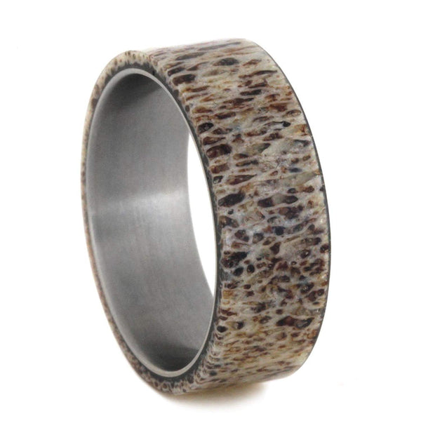 Deer Antler 8mm Comfort-Fit Matte Titanium Wedding Band