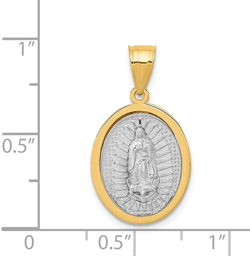 Ave 369 14k Yellow and White Gold Our Lady of Guadalupe Oval Charm (15.79x13.48 MM)