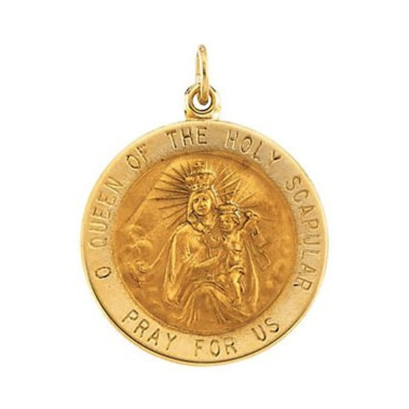 14k Yellow Gold Round Scapular Medal (18 MM)