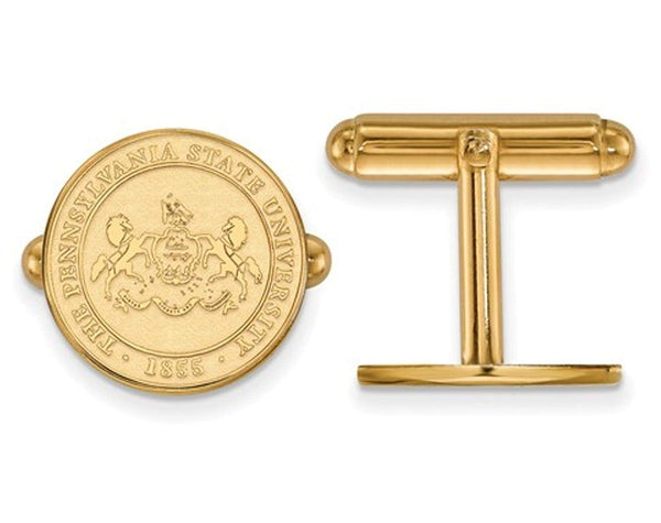 14k Yellow Gold Penn State University Round Crest Cuff Links, 15MM