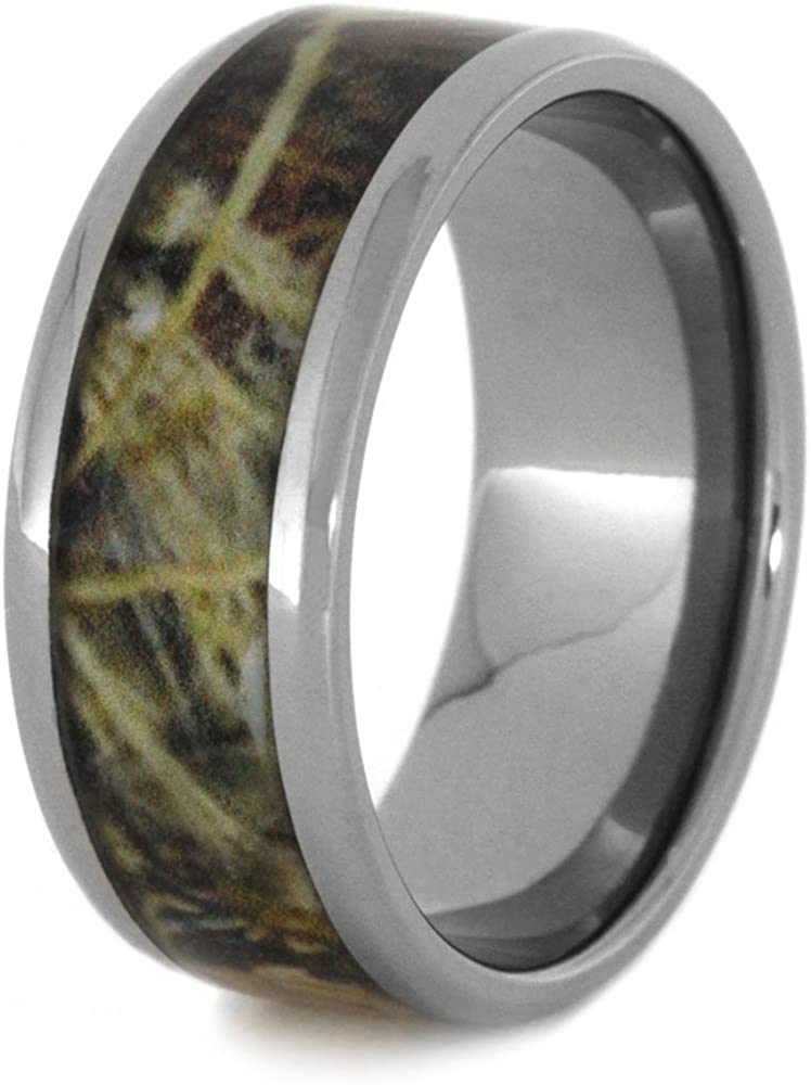Army Camouflage 9mm Comfort-Fit Titanium Wedding Band, Size 7