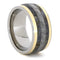 Gibeon Meteorite, Dinosaur Bone, 14K Yellow Gold 11mm Comfort-Fit Titanium Ring