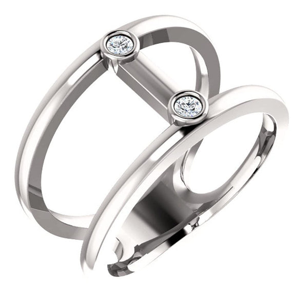 Platinum Diamond Two-Stone Negative Space Ring, Size 7 (.06 Ctw, G-H Color, SI2-SI3 Clarity)