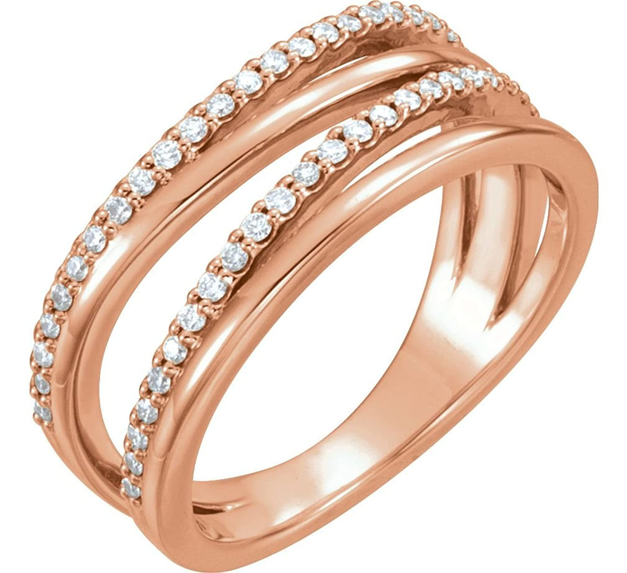 Diamond Open-Cut Layered Band, 14k Rose Gold (.25 Ctw, GH Color, I1 Clarity) Size 7